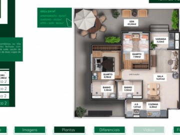 Apartamento Trreo com Garden (55,11 + 43,02 = 98,13 metros)