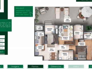 Apartamento Trreo com Garden (64,23 + 33,96 = 98,19 metros)