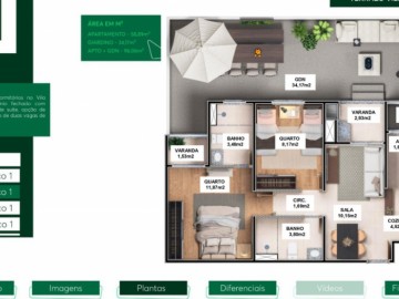 Apartamento Trreo com Garden (58,89 + 34,17 = 96,06 metros)