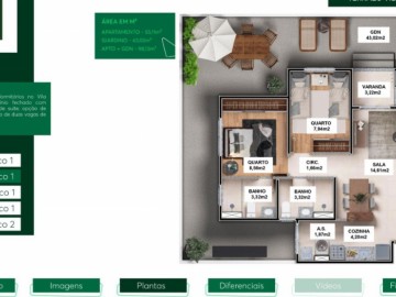 Apartamento Trreo com Garden (55,11 + 43,02 = 98,13 metros)