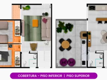 Planta de 83 metros - Cobertura Duplex com Terrao Gourmet